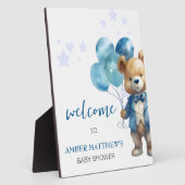 Teddy Bear Baby Jongen Douche Fotoplaat (Zijkant)