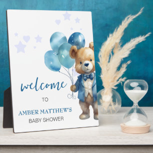 Teddy Bear Baby Jongen Douche Fotoplaat