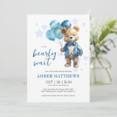 Teddy Bear Baby Jongen Douche Kaart (Staand voorkant)