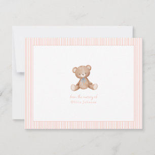 Teddy Bear Baby meisje Baby shower Notitiekaartje