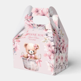 Teddy Bear Baby Meisje Roze Bloemen Party Elegant Bedankdoosjes