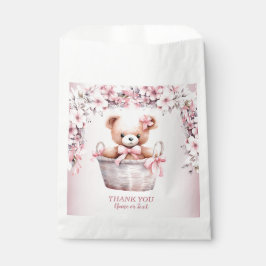 Teddy Bear Baby Meisje Roze Bloemen Party Elegant Bedankzakje