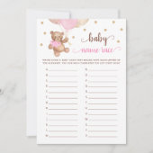 Teddy Bear Baby Name Race Baby shower Carte de jeu (Devant)
