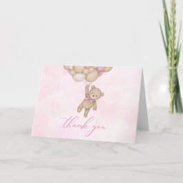 Teddy Bear Baby Pink Bedankkaart