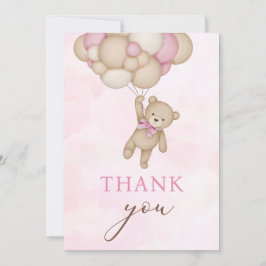 Teddy Bear Baby Pink Bedankkaart