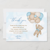 Teddy Bear Baby Shower Bedankkaart (Voorkant)