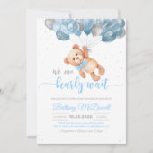 Teddy Bear Baby shower Beer met ballonnen Kaart (Voorkant)