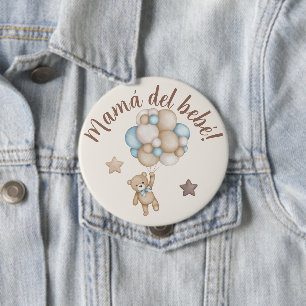 Teddy Bear Baby shower Boy in het Spaans Ronde Button 4,0 Cm