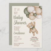 Teddy Bear Baby shower Boy Invitation (Devant / Derrière)
