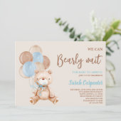 Teddy Bear Baby shower Boy Kaart (Staand voorkant)