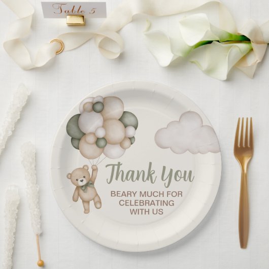 Teddy Bear Baby shower Boy Papieren Bordje (Huwelijk)