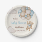 Teddy Bear Baby shower Boy Spaans Papieren Bordje (Voorkant)