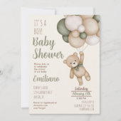 Teddy Bear Baby shower Boy Uitnodiging (Voorkant)