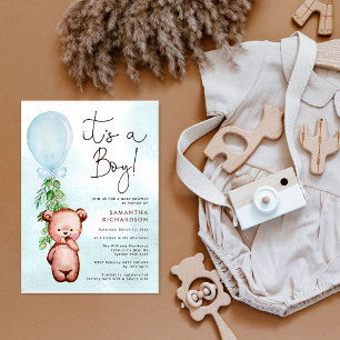 Teddy Bear Baby shower Boy Uitnodiging