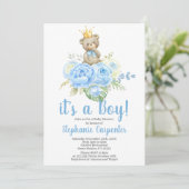 Teddy Bear Baby shower Boy Uitnodiging (Staand voorkant)