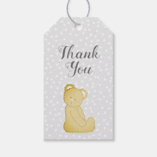 Teddy Bear Baby shower Cadeau Label grijs en bruin Cadeaulabel