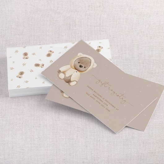 Teddy Bear Baby shower Carte de visite du registre