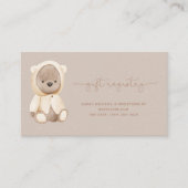 Teddy Bear Baby shower Carte de visite du registre (Devant)