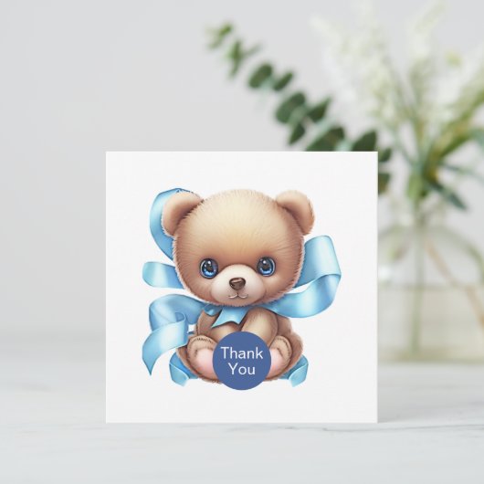 Teddy Bear Baby shower Dank je wel Bedankkaart (Staand voorkant)