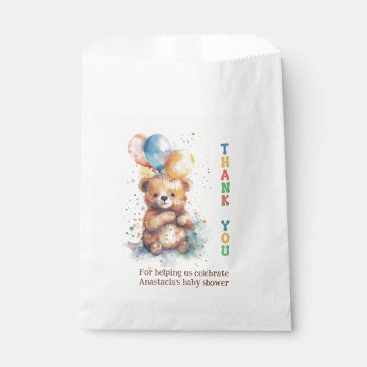 Teddy Bear Baby shower Dank je wel Bedankzakje (Voorkant)