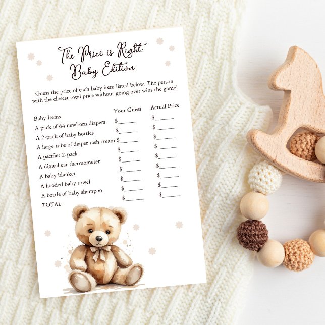 Teddy Bear Baby shower De prijs klopt (The Price is Right - Baby Edition)