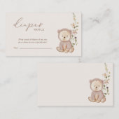 Teddy Bear Baby shower Diaper Raffle Informatiekaartje (Voorkant / Achterkant)