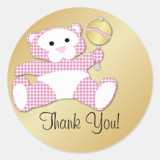 Teddy Bear Baby shower Favor Dank u Sticker
