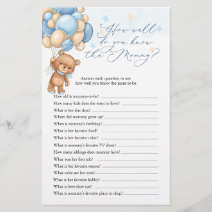 Teddy Bear Baby shower Game die mama het beste ken