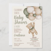 Teddy Bear Baby shower garçon Espagnol Invitation (Devant)