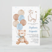 Teddy Bear Baby shower garçon Invitation (Debout devant)
