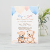 Teddy Bear Baby shower Genre Reveale Invitation (Debout devant)