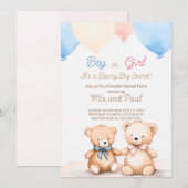 Teddy Bear Baby shower Genre Reveale Invitation (Devant / Derrière)