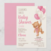 Teddy Bear Baby shower Girl Espagnol Invitation (Devant / Derrière)