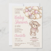 Teddy Bear Baby shower Girl Espagnol Invitation (Devant)