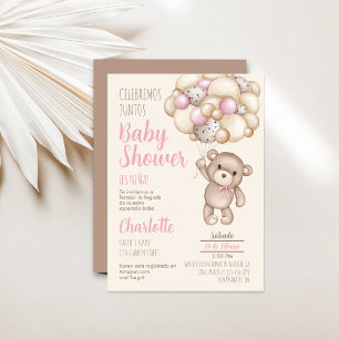 Teddy Bear Baby shower Girl Espagnol Invitation