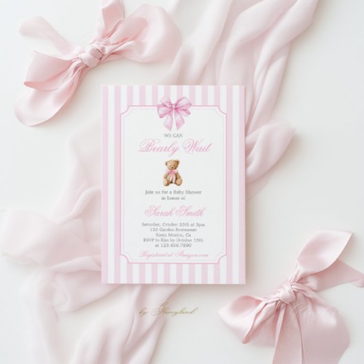 Teddy Bear Baby shower Girl Invitation Kaart