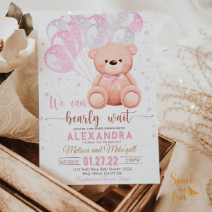 Teddy Bear Baby shower Girl Kaart