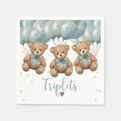 Teddy Bear Baby shower, het is TRIPLETS Servet (Voorkant)