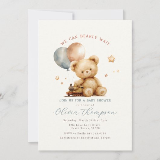 Teddy Bear Baby Shower Invitation (Devant)