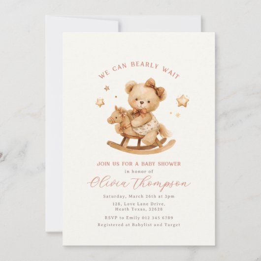 Teddy Bear Baby Shower Invitation (Devant)