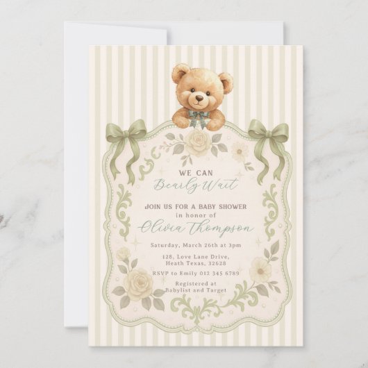 Teddy Bear Baby Shower Invitation (Devant)