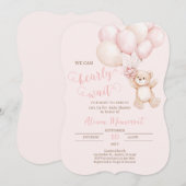 Teddy Bear Baby shower Invitation fille (Devant / Derrière)