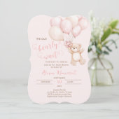 Teddy Bear Baby shower Invitation fille (Debout devant)