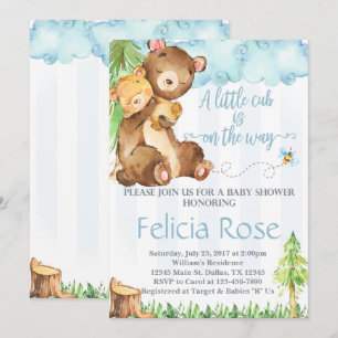 Teddy Bear Baby shower Invitation Invitation Blue 