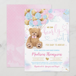 Teddy Bear Baby shower Invitation Kaart