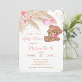 Teddy Bear Baby shower Invitation Kaart (Staand voorkant)