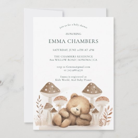 Teddy Bear Baby shower Invitation Kaart (Voorkant)
