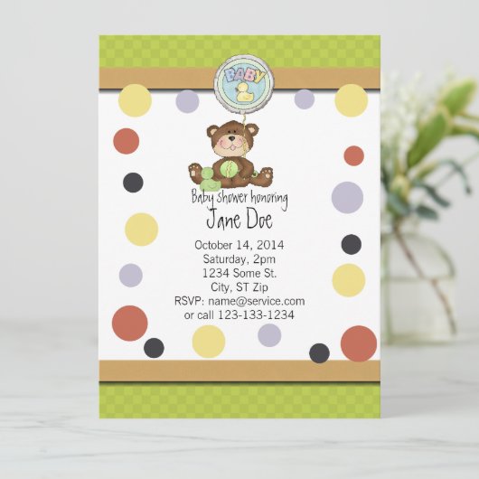 Teddy Bear Baby shower Invitation Kaart (Staand voorkant)