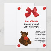 Teddy Bear Baby shower Invitation Kaart (Voorkant / Achterkant)
