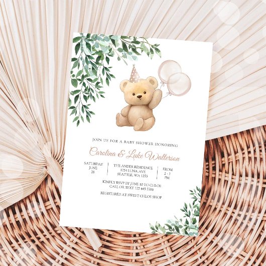 Teddy Bear Baby Shower Invitation Kaart